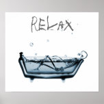 Poster- Blue Relax X-Ray Skeleton Bath Time