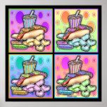 Poster, Canvas - Pop Art Hot Dog with Chips and a 