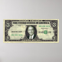 Poster de George Dubya Bush $3 Bill