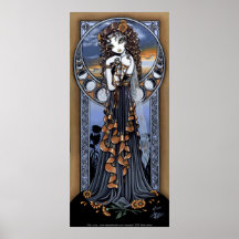 Poster de hadas del arte de la luna gótica de la f