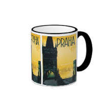 Poster de Praga del vintage (Praga) Tazas De Café