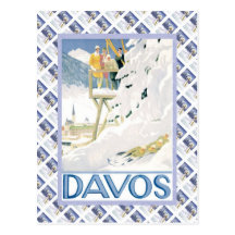 Poster de Raulway del suizo del vintage, Davos Postales