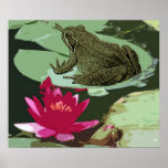 Poster del arte del cojín de la rana y de lirio