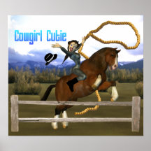 Poster del jinete del caballo de Cutie de la vaque