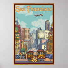 Poster del viaje de San Francisco - calle de Calif
