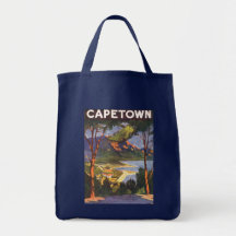 Poster del viaje del vintage, Cape Town, Suráfrica Bolsas Lienzo