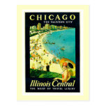 Poster del viaje del vintage, Chicago, Illinois Tarjetas Postales