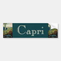 Poster del viaje del vintage, isla de Capri, Itali Etiqueta De Parachoque