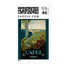 Poster del viaje del vintage, isla de Capri, Itali Franqueo