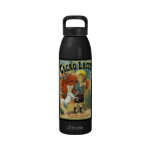 Poster del vintage con el muchacho y el perro para botella de beber