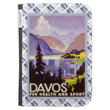 Poster ferroviario suizo Davos del vintage