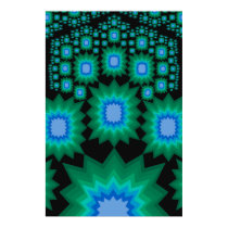 Poster: Fractal Explosions: Trippy: Blue Green posters