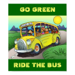 POSTER ~ GO GREEN RIDE THE SCHOOL BUS RIDE SHARE