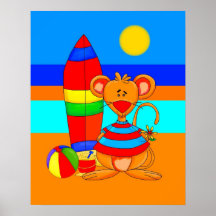 Poster Kid's Art Mouse At The Beach