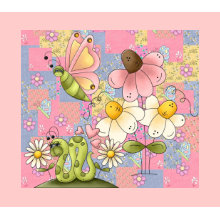 Poster Kids Girl Patch Garden Pink print