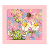 Poster Kids Girl Patch Garden Pink posters by Shan_Darling_Gifts Poster Kids Girl Patch Garden Pink posters
