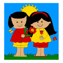 Poster Kid's Two Best Friends Girls Blue posters