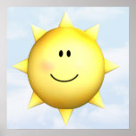 Poster mural happy face sunshine 23x23 customize posters