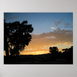 Poster: Oak tree against golden sunset