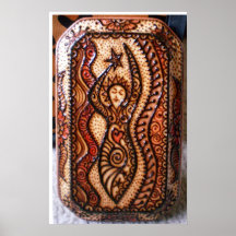 Poster of Henna Goddess on Wooden Plaque