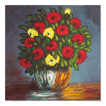 POSTER ON CANVAS -VASE RED/YELLOW FLOWERS posters by ARTCOR7 POSTER ON CANVAS -VASE RED/YELLOW FLOWERS posters