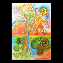Poster or print with psychedelic colourful tree