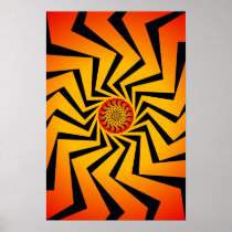 Poster: Orange Spiral Pattern: Vector Drawing