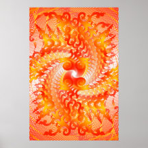 Poster: Orange Spiral Pattern: Vector Drawing