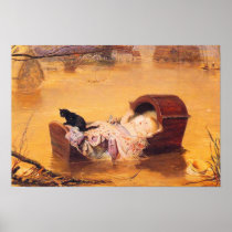 Poster Print:  A Flood - with baby and cat