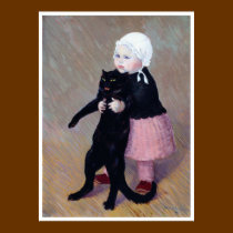 Poster/Print: A Small Girl with a Cat