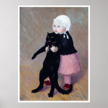 Poster/Print: A Small Girl with a Cat