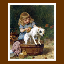 Poster Print: Giving the Dog a Bath - Vintage Art posters