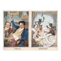 Poster/Print: Night - Morning - Antique Caricature