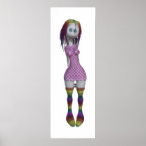 POSTER/PRINT - Rainbow Hair 3D Bonga Doll