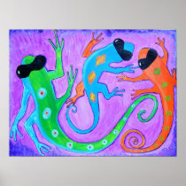 Poster Print -Tropical Lizards in Sunglasses