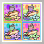 Poster, Prints - Pop Art Hot Dog with Chips &amp; a Dr
