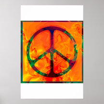 poster psicodélico del signo de la paz