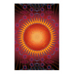 Poster: Psychedelic Sun: Spiral Fractal Design