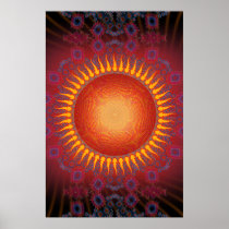 Poster: Psychedelic Sun: Spiral Fractal Design