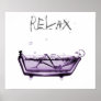 Poster- Purple Relax X-Ray Skeleton Bath Time