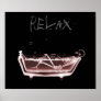 Poster- Red Relax X-Ray Skeleton Bath Time