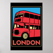 poster retro del art déco de Londres Westminster I