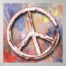 POSTER RETRO DEL SIGNO DE LA PAZ