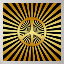 POSTER RETRO DEL SIGNO DE LA PAZ DEL ORO