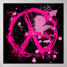 POSTER RETRO ROSADO DEL SIGNO DE LA PAZ
