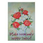 Poster roses and daisies