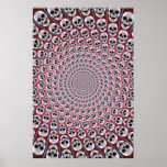 Poster: Skull Spiral: Trippy Design: Red & Blue posters