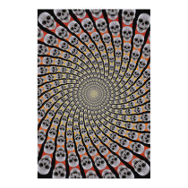 Poster: Skull Spiral: Trippy Design: Red Yellow posters