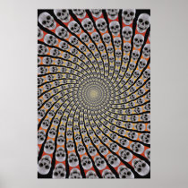Poster: Skull Spiral: Trippy Design: Red Yellow