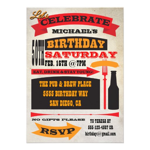 Poster Style 50th Birthday Celebration Invitation (front side)